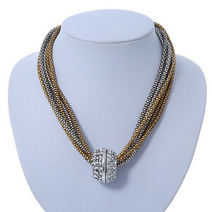 【送料無料】アクセサリー　ネックレス　リングクリスタルネックレストーンチェーンリンクdue toni maglia catena con anello di cristallo collana 36cm lunghezza6cm estensione
