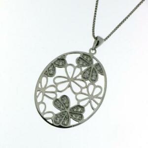【送料無料】アクセサリー　ネックレス　ペンダントシルバーネックレスciondolo ovale fiori vero argento 925 con collana