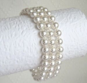 【送料無料】アクセサリー　ネックレス　ビーズスワロフスキークリスタル＃ブレスレットplaccato gold 3 strand bracciale realizzati con perle di cristallo swarovski