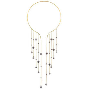 【送料無料】アクセサリー　ネックレス　ネックレスショートネックタッセルパールブラックレトロcollana corto ras collo dorato rigido tassel pompon perla nero retr jd6