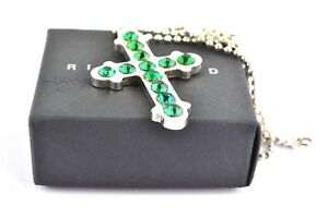【送料無料】アクセサリー　ネックレス　ジョンリッチモンドクロスペンダントチェーンシルバーグリーンマンネックレスjohn richmond donna uomo collana con ciondolo attraversare catena verde argento