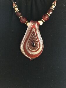 【送料無料】アクセサリー　ネックレス　ビンテージレッドムラーノペンダントアートガラスネックレスvintage modernist rosso murano collana con ciondolo art glass
