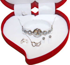 【送料無料】アクセサリー　ネックレス　ボックスハートミラー＋リング＋ピアス＋ネックレスcofanetto regalo cuore specchio donna orologioanelloorecchino collana 50500 21,158円