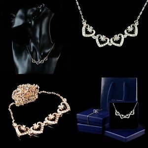 【送料無料】アクセサリー　ネックレス　ハートペンダントピンクジルコンボックスネックレスcollana donna a cuore pendente placcato oro rosa cristallo zircone regalo box