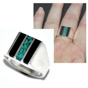 【送料無料】アクセサリー ネックレス シーリングソリッドシルバーオニキスマイクロモザイクマラカイトリングanello sigillo in argento massiccio 925 onice micro mosaico malachite t 62