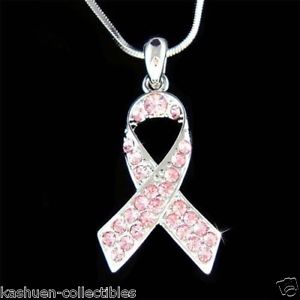 【送料無料】アクセサリー　ネックレス　ピンクスワロフスキークリスタルリボンネックレスswarovski rosa di cristalli ~ cancro al seno ~ sensibilizzazione nastro collana