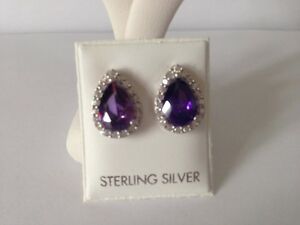 【送料無料】アクセサリー ネックレス スターリングシルバーアメジストスタッドsplendido argento sterling ametista clr cz stud earings