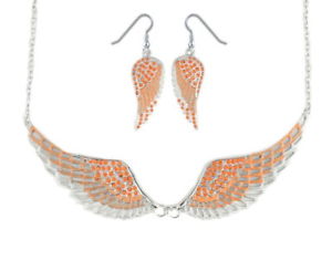 【送料無料】アクセサリー　ネックレス　ｓｋコンボオレンジフランスワイヤーピアスネックレスセットsk2241 set combo arancione dipinto alato francese filo orecchino collana