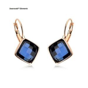 【貨物輸送無料】付属物 頸飾り スワロフスキーboucles doreilles carres swarovski lments bleu  plaqu or jaune top qualit ネックレス・ペンダント-ジュエリー・アクセサリー-男女兼用アクセサリー