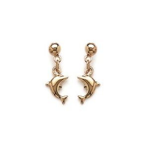 【貨物輸送無料】付属物 頸飾り プラークboucles d oreilles clous plaque or dauphins 10x7粍 ネックレス・ペンダント-ジュエリー・アクセサリー
