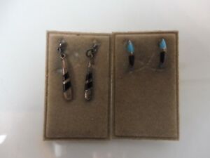 【送料無料】アクセサリー　ネックレス　イヤリングピアスシルバーターコイズオニキス2 paar bella orecchini orecchini__ argento 925 __ con turchese e onice __