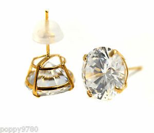 【送料無料】アクセサリー　ネックレス　ボタンイヤリングイエローゴールドラウンドnuova bottone orecchini solido 14k vero oro giallo e rotondo zirconi cubici 8mm