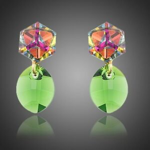【送料無料】アクセサリー　ネックレス　ペンダントイヤリンググリーンリーフキューブcubo con orecchini pendenti foglia verde per le donne signore ragazze mje0181