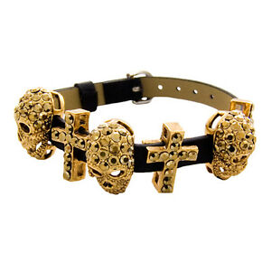 【送料無料】アクセサリー　ネックレス　バトラーウィルソンゴールドスモールスカルクロスブレスレットbutler e wilson gold piccolo teschio croce braccialetto nuovo 22,052円