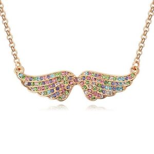 【送料無料】アクセサリー　ネックレス　チェーンゴールドコリアーcatena angel wings oro in ottone da donna donne angelo ali cristalli colorati collier