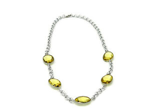 【送料無料】アクセサリー　ネックレス　ネックレスネックレスカボションシトリンcollana girocollo con cabochon di cristalli giallo citrino