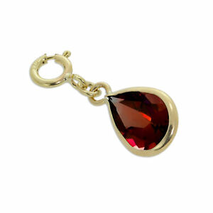 【送料無料】アクセサリー　ネックレス　ゴールドガーネットペンダントクリップgrande 9ct gold amp; granato cz teardrop clip on charm 375 ciondoli di cristallo