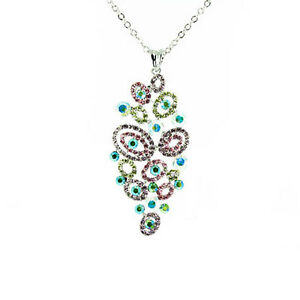 【送料無料】アクセサリー　ネックレス　シルバーマルチカラーメッキネックレスmulticolore in silver plated fancy astratto collana