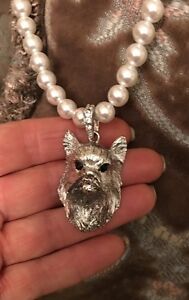 【送料無料】アクセサリー　ネックレス　デザイナーヨークシャテリアネックレスペンダントdesigner argentati yorkie, yorkshire terrier, moroseta cane perla collana e ciondolo