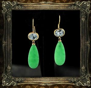 【送料無料】アクセサリー　ネックレス　フックイヤリンググリーンペンダントフラットドロップorecchini gancio placcato oro aventurina verde goccia piatto pendente qd3