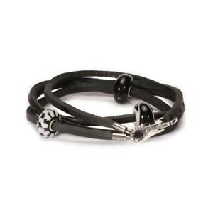 【送料無料】アクセサリー　ネックレス　ファッションブレスレットブラックレザーmoda trollbeads bracciale cuoio nero 36cm tlebr00001