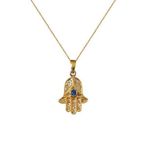 【送料無料】アクセサリー　ネックレス　コリアーメインドヌフcollier main de fatma plaqu or zirco bleu neuf longueur au choix 45cm ou 50cm