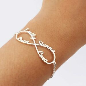 【送料無料】アクセサリー　ネックレス　ステンレススチールブレスレットシルバーカラーカスタムstainless steel infinity name bracelet femme silver color custom jewelry pers 29,800円
