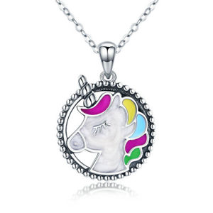 【送料無料】アクセサリー　ネックレス　ペンダントネックレスユニコーンスターリングシルバーciondolo collana unicorno colorato ragazza argento sterling 925
