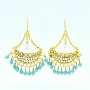 【送料無料】アクセサリー　ネックレス　ストーンターコイズイヤリングaylas placcato oro semi preziosi gem stone turchese orecchini di perle