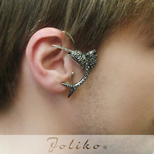 【送料無料】アクセサリー　ネックレス　イヤーカフシルバービッグマーリンjoliko ohrklemme ear cuff pesce tatuaggio argento markasit big marlin lxl destra