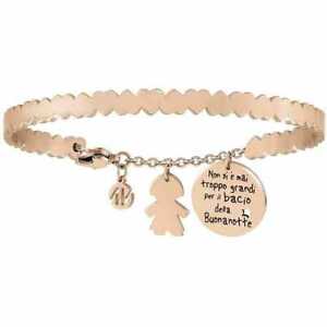 【送料無料】アクセサリー　ネックレス　メタルブレスレットピンクゴールドbracciale rigido nomination messaggiamo 027407030 oro rosa buonanotte bambina