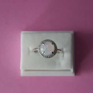 【送料無料】アクセサリー　ネックレス　リングオパールボックストパーズシルバーbellissimo anello con 10mm round white fire opale amp; topazio gemma argento 925 in confezione regalo 20,860円