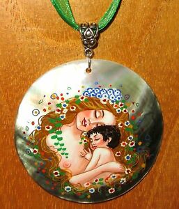 【送料無料】アクセサリー　ネックレス　グスタフクリムトシェルペンダントユニークプレゼントgustav klimt madre e figlio shell ciondolo unico regalo di compleanno zemina firmato