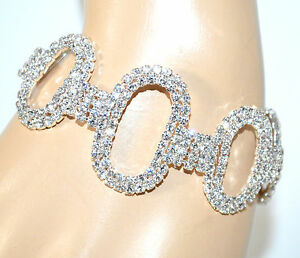 【送料無料】アクセサリー　ネックレス　カフシルバーbracciale strass donna argento cerchi ovali cristalli sposa cerimonia f200