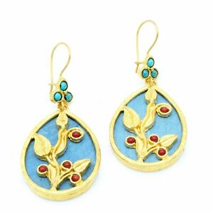 【送料無料】アクセサリー　ネックレス　オスマンストーンイヤリングターコイズトルコレッドコーラルaylas ottomano placcato oro semi preziosi gem stone orecchini turchese corallo rosso 21,754円