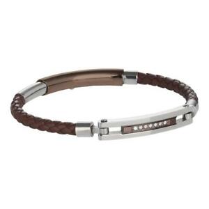 【送料無料】アクセサリー　ネックレス　ブレスレットブラウンニュースメートルbracciale boccadamo man pelle intrecciata marrone e zirconi novit refabr383m