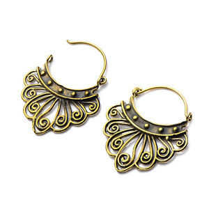 【送料無料】アクセサリー　ネックレス　スワール×イヤリングlo steampunk ottone swirl petalo 3cm x 4cm orecchini