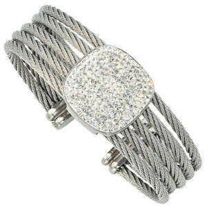 【送料無料】アクセサリー　ネックレス　ステンレスブレスレットarmilla acciaio inox con cristalli aperto braccialetti