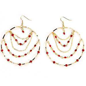 【貨物輸送無料】添え物 頸飾り レッドホットイヤリングred hot dorati orecchini cerchi a serpentina costume