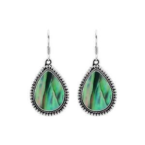 【貨物輸送無料】添え物 頸飾り ハンドメイドアワビイヤリングargento sterling fatto a mano forma a pera orecchino con abalone ae1012ab