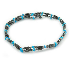 【送料無料】アクセサリー　ネックレス　ヘマタイトターコイズネックレスビーズematite perline con turchese pepita magnetico collanabracciale 90cm totale len