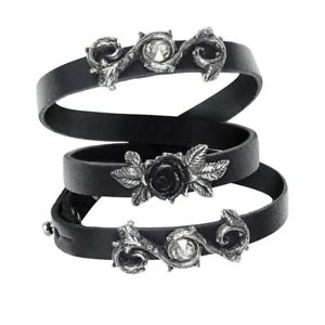 【送料無料】アクセサリー　ネックレス　ブレスレットローズgenuine alchimia rose della perfezione braccialetto di pelle nera a116｜hokushin