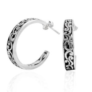 【貨物輸送無料】添え物 頸飾り スターリングシルバーサークルピアスシンプルシルバーargento sterling cerchio orecchino con semplice argento ae1019s