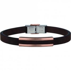 【貨物輸送無料】添え物 頸飾り ブレスレットスナップビンテージbracciale uomo breil snap tj2612 pelle marrone acciaio ros vintage