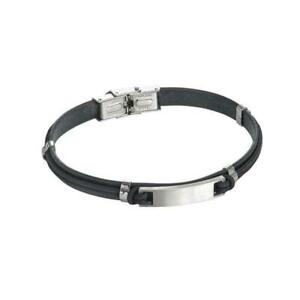 【貨物輸送無料】添え物 頸飾り 腕輪スチール写真bracciale boccadamo man abr422n acciaio nero