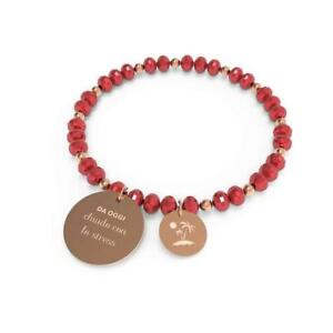 【貨物輸送無料】添え物 頸飾り カフクリスタルレッドスチールbracciale 10 buoni propositi crystal b5248ror acciaio rosso