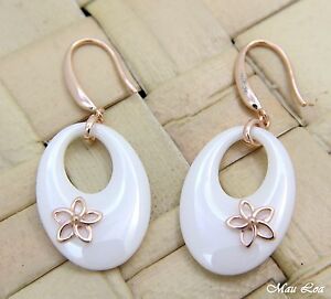 【送料無料】アクセサリー　ネックレス　シルバーピンクゴールドハワイアンプルメリアargento 925 rosa e oro hawaiano plumeria fiore bianco ceramica ovale