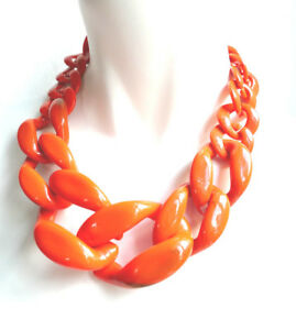 【送料無料】アクセサリー ネックレス モダンチェーンアクリルプラスチックビーズオレンジレビーmodern e trandy catena plastica acrilico perle colore arancione, di catia levy|hokushin