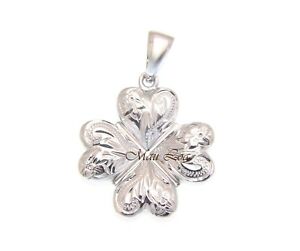 【送料無料】アクセサリー　ネックレス　スターリングシルバーハワイアンプルメリアスライドクローバーペンダントargento sterling 925 hawaiano plumeria fiore scorrere quadrifogli ciondolo｜hokushin