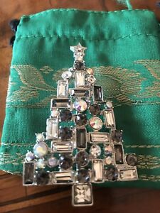 【貨物輸送無料】添え物 頸飾り ビンテージクリスマスツリーブローチvintage christmas tree crystals brooch